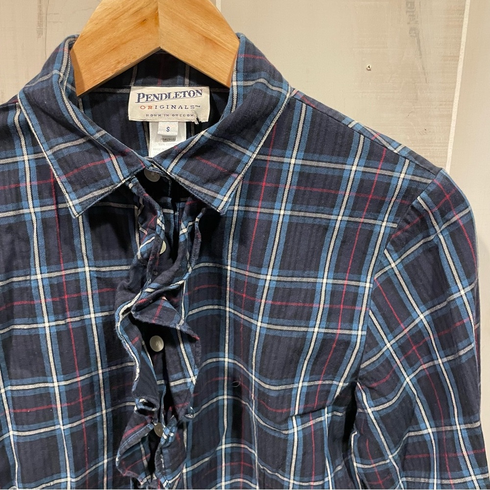 Cute Pendleton Plaid Ruffle Collar Button Front B… - image 8
